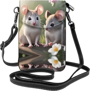 Mouse in Love Printed Women's Crossbody Phone Bag - Perfect for Travel and Shopping
