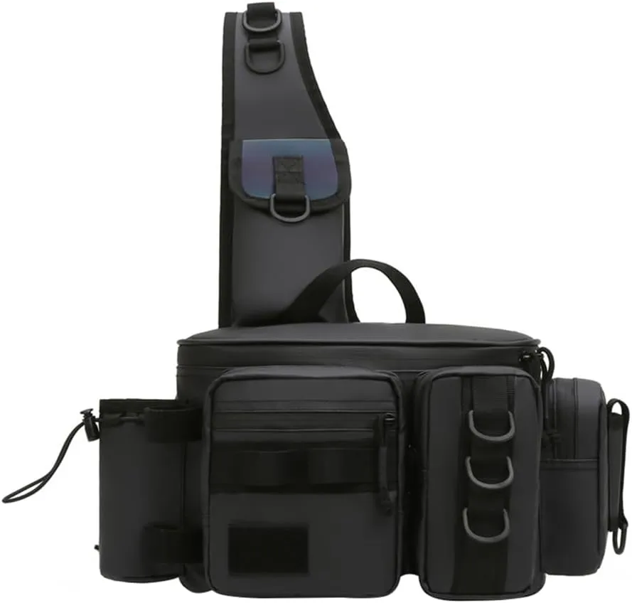Multifunctional Fishing Tackle Bag Multi-Pocket Fishing Tackle Storage Backpacks Water-Resistant Fishing Crossbody Bag