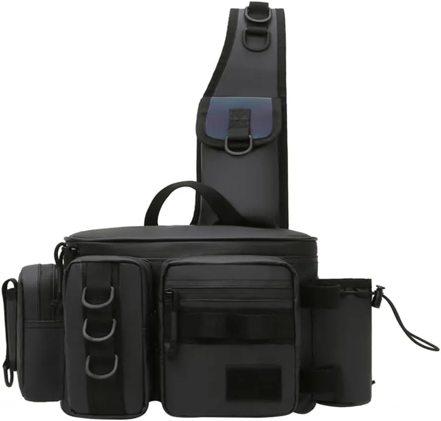 Multifunctional Fishing Tackle Bag Multi-Pocket Fishing Tackle Storage Backpacks Water-Resistant Fishing Crossbody Bag
