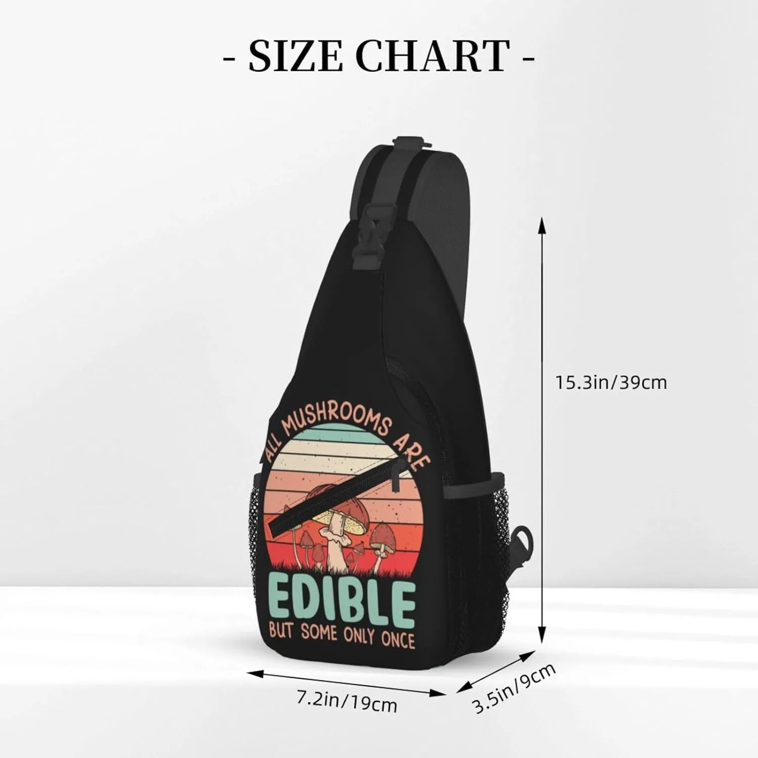 Mushroom All Mushrooms Are Edible But Some Only Once Chest Sling Bag Crossbody Shoulder Backpack Bag Gym Cycling Daypack Travel Hiking Cross Bag