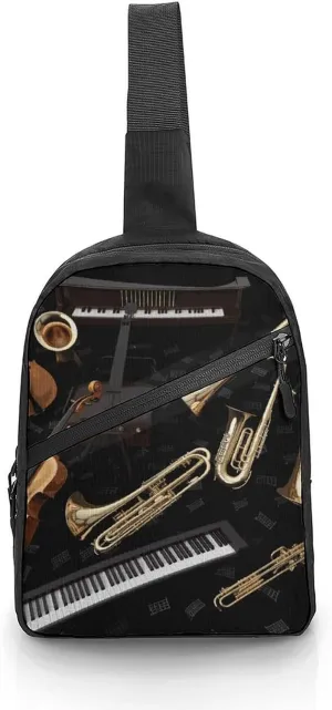 Musical Instruments Cross Chest Bag Crossbody Backpack for Women Men Sling Bag Travel Hiking Daypack