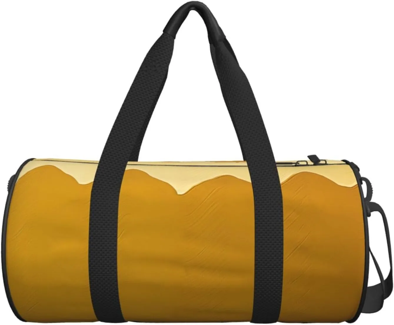 Mustard Yellow and Black Travel Duffle Bag for Men Women Sport Gym Bag Foldable Weekender Bag Carry on Overnight Bag for Travel Swimming Basketball