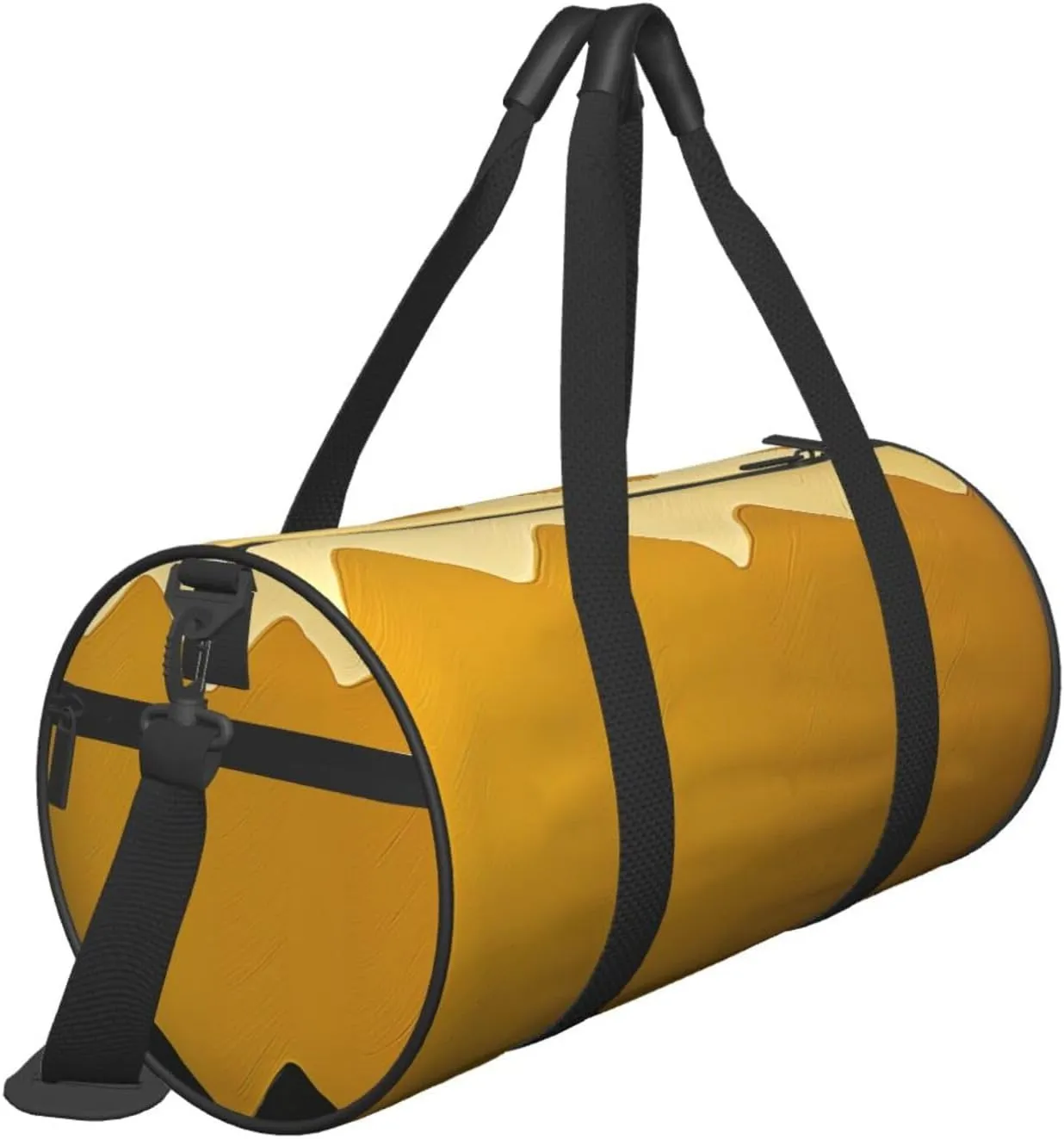 Mustard Yellow and Black Travel Duffle Bag for Men Women Sport Gym Bag Foldable Weekender Bag Carry on Overnight Bag for Travel Swimming Basketball