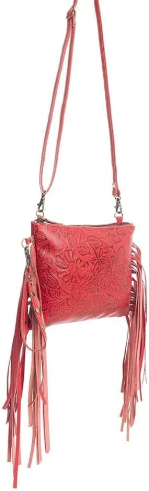 Myra Bag Shoulder Bag for Women - Western Upcycled Leather Handbag Red