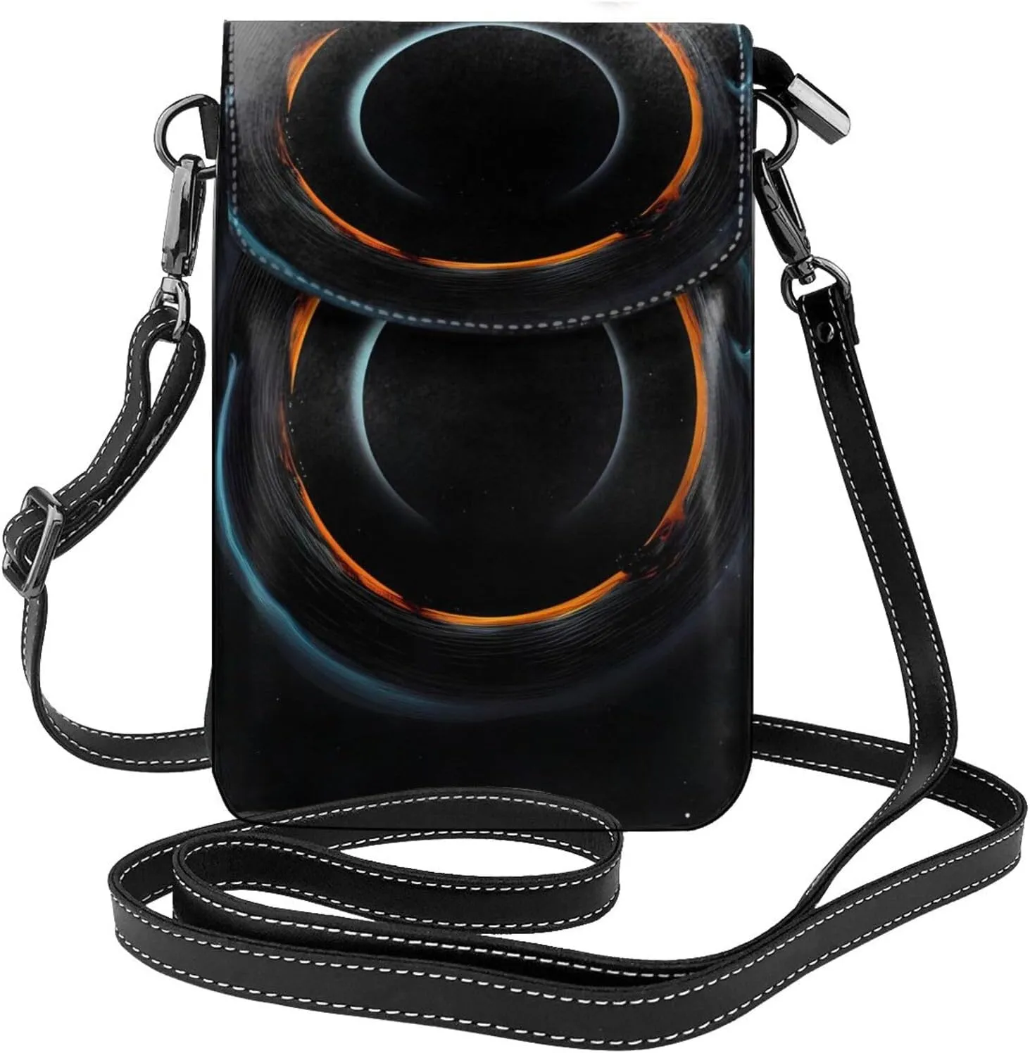 Mysterious Cosmic Black Holes Zippered Crossbody Bag, Women'S Shoulder Bag With Card Slot, Removable Shoulder Strap, 7.6 X 4.9 In.
