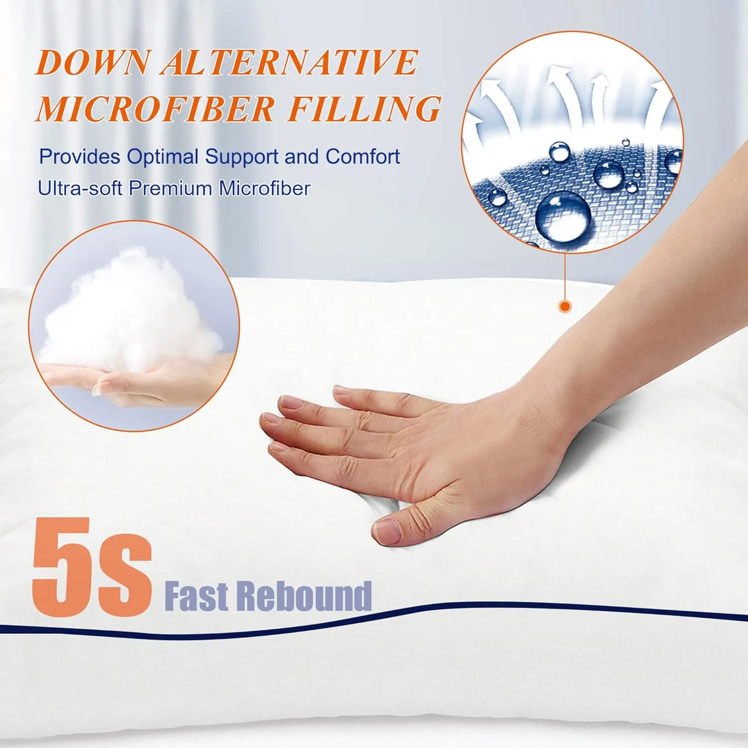 MZOIMZO Supportive Firm Bed Pillows for Sleeping- Queen Size Set of 2, Cooling Hotel Quality with Premium Soft Down Alternative Fill for Back, Stomach or Side Sleepers, 20''x30''