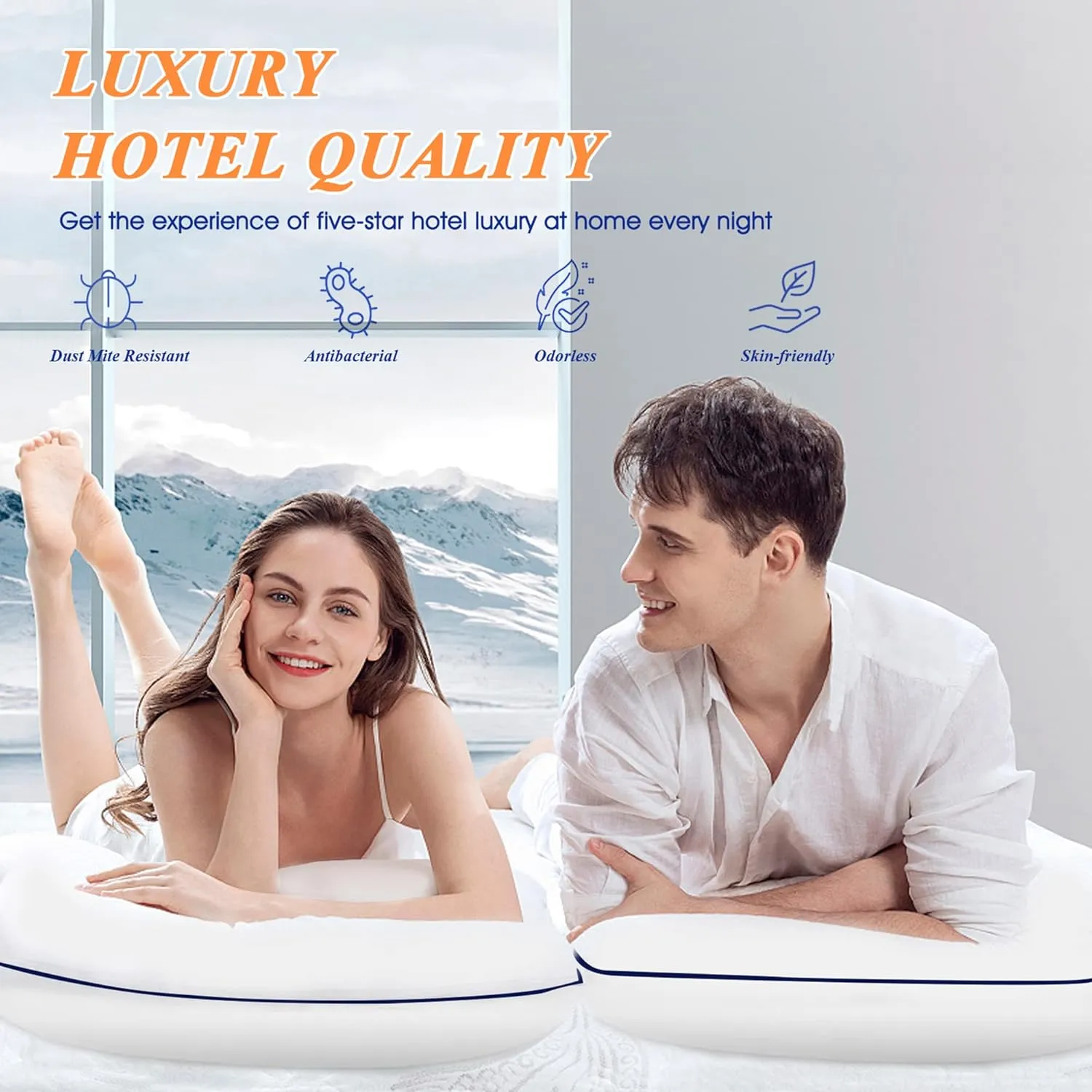 MZOIMZO Supportive Firm Bed Pillows for Sleeping- Queen Size Set of 2, Cooling Hotel Quality with Premium Soft Down Alternative Fill for Back, Stomach or Side Sleepers, 20''x30''