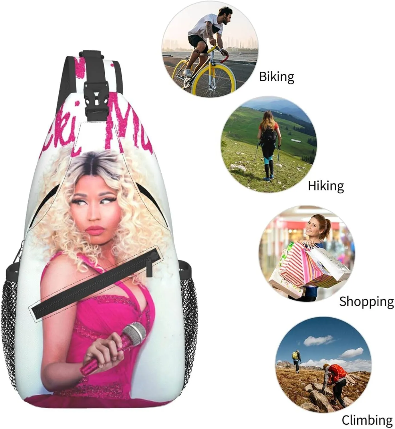 N-icki Minaj Crossbody Sling Backpack Sling Bag Multipurpose Travel Hiking Chest Bag Daypack for Women Men