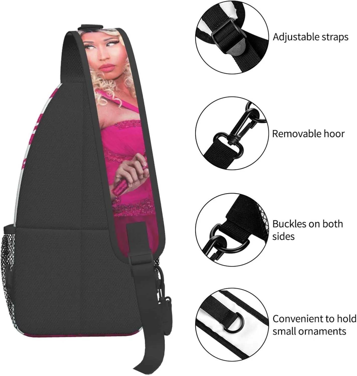 N-icki Minaj Crossbody Sling Backpack Sling Bag Multipurpose Travel Hiking Chest Bag Daypack for Women Men