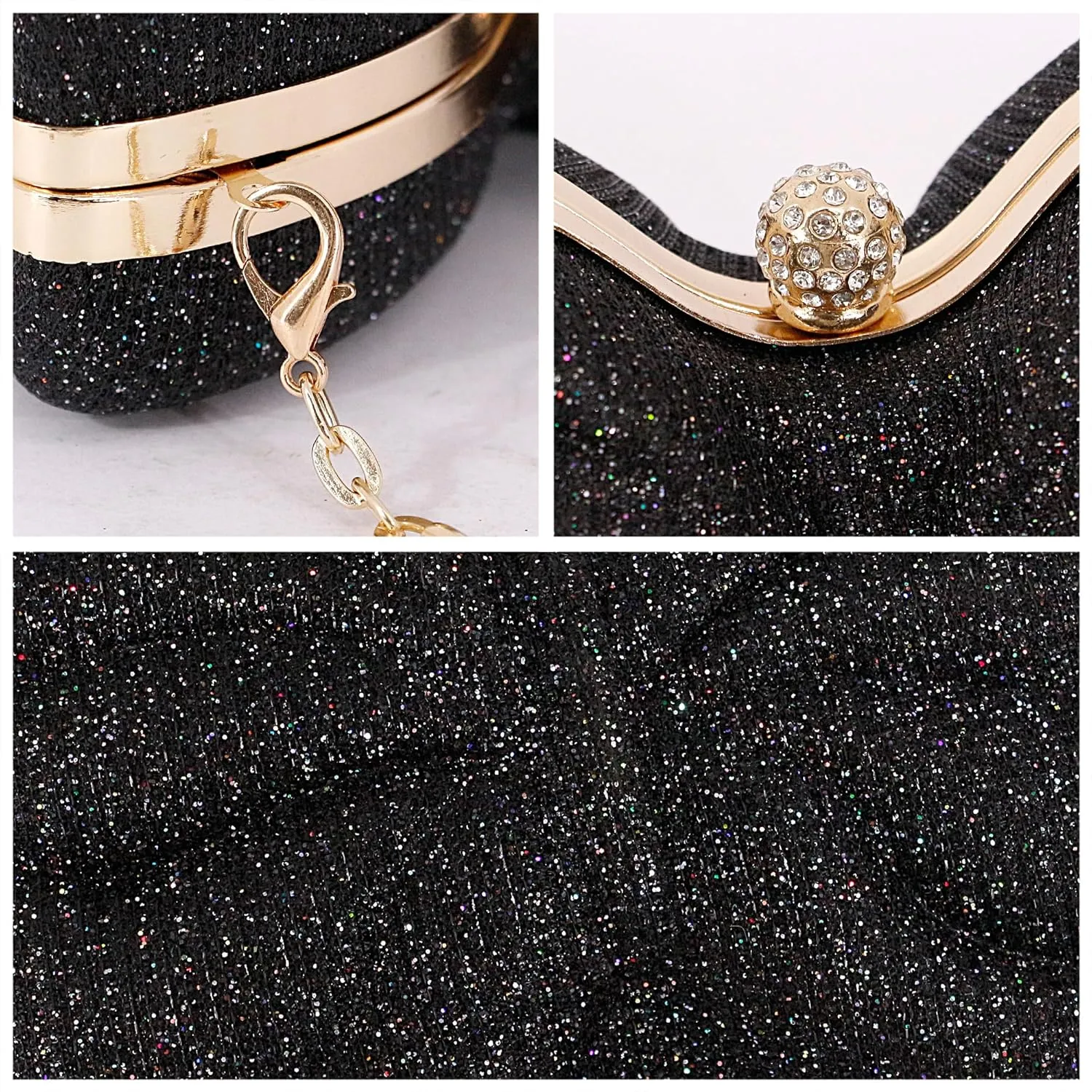 Naimo Womens Butterfly Clutch Bag Glitter Evening Bag Mini Handbag Sparkly Shoulder Chain Purse