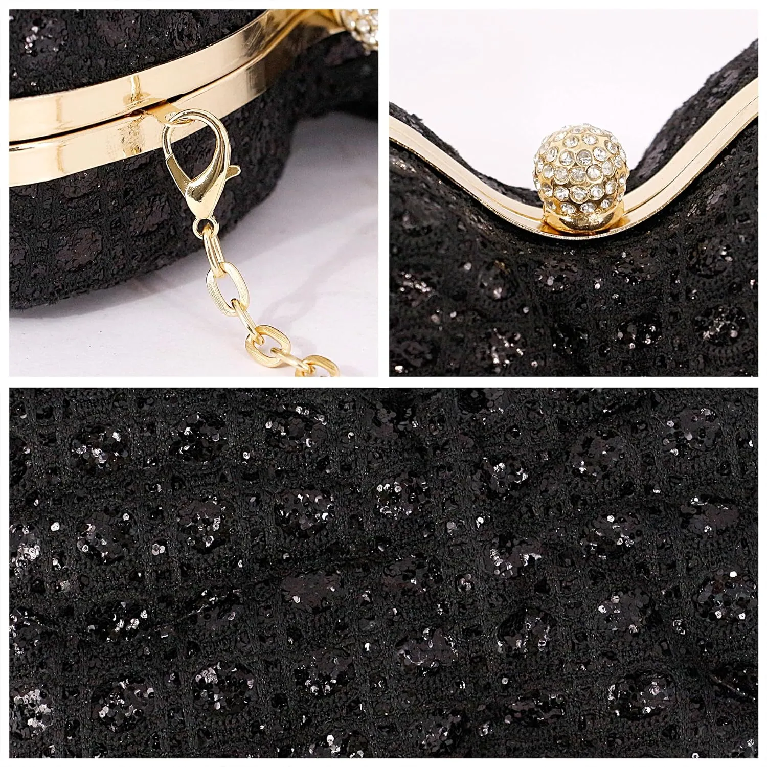 Naimo Womens Butterfly Clutch Bag Glitter Evening Bag Mini Handbag Sparkly Shoulder Chain Purse