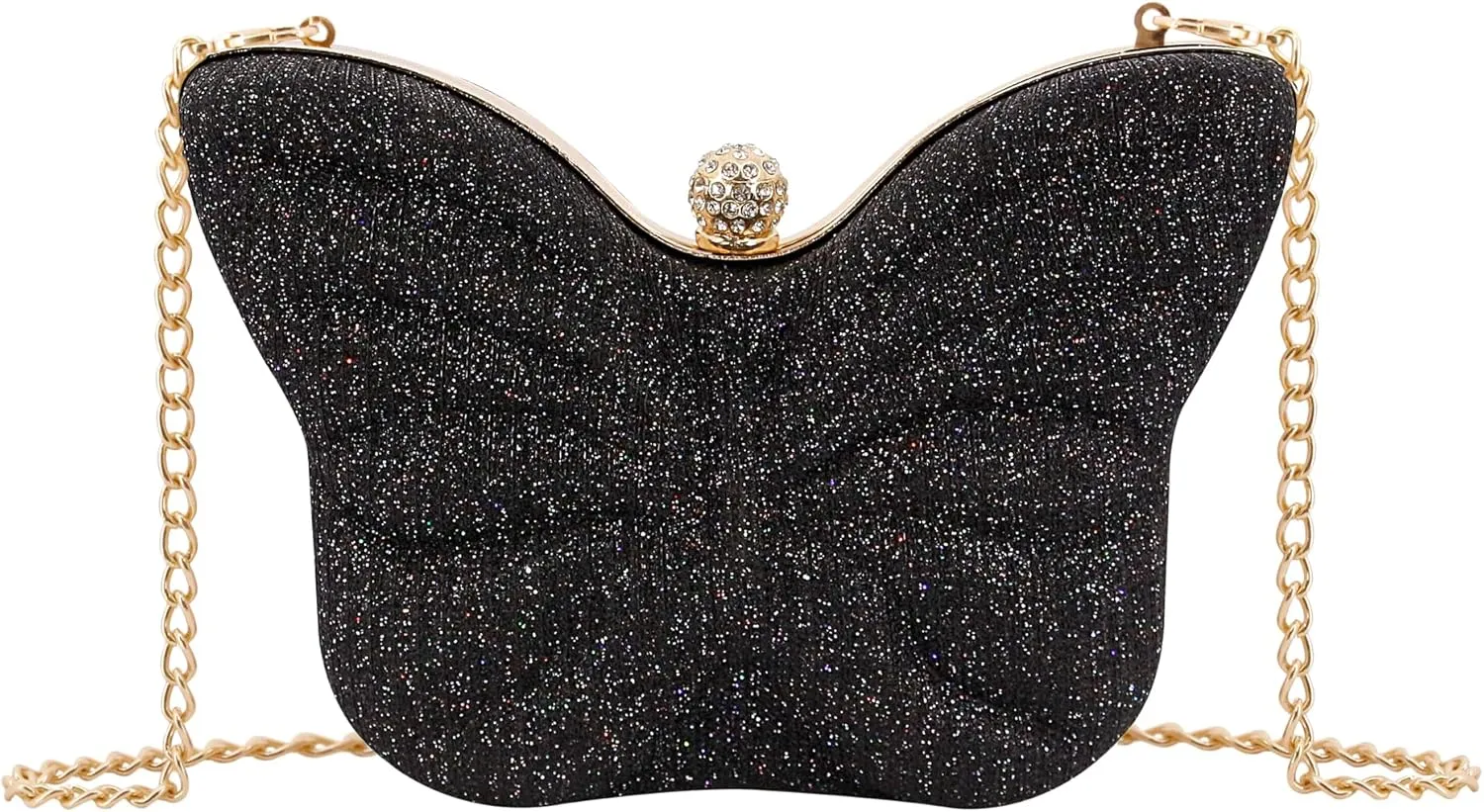 Naimo Womens Butterfly Clutch Bag Glitter Evening Bag Mini Handbag Sparkly Shoulder Chain Purse