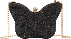 Naimo Womens Butterfly Clutch Bag Glitter Evening Bag Mini Handbag Sparkly Shoulder Chain Purse