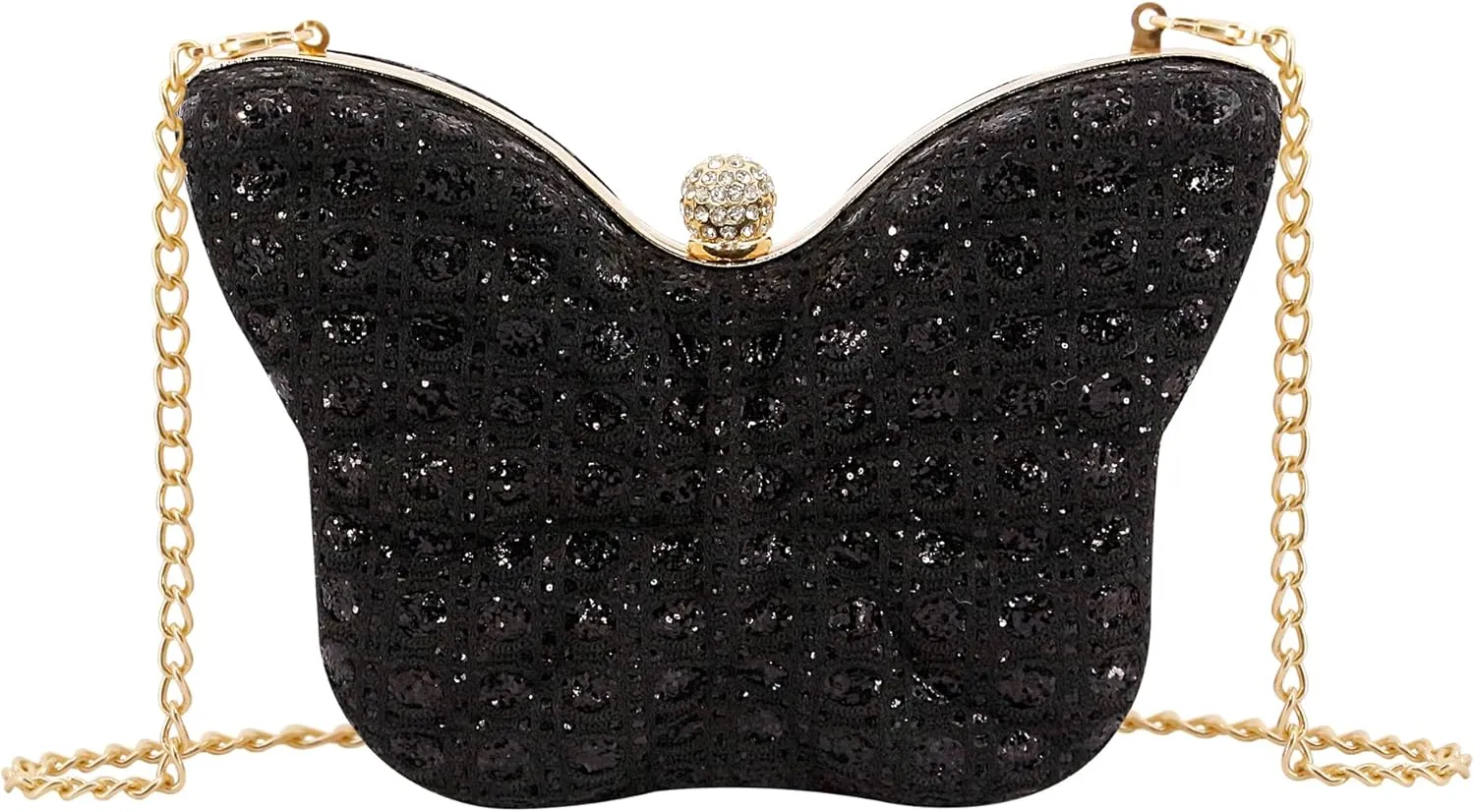 Naimo Womens Butterfly Clutch Bag Glitter Evening Bag Mini Handbag Sparkly Shoulder Chain Purse