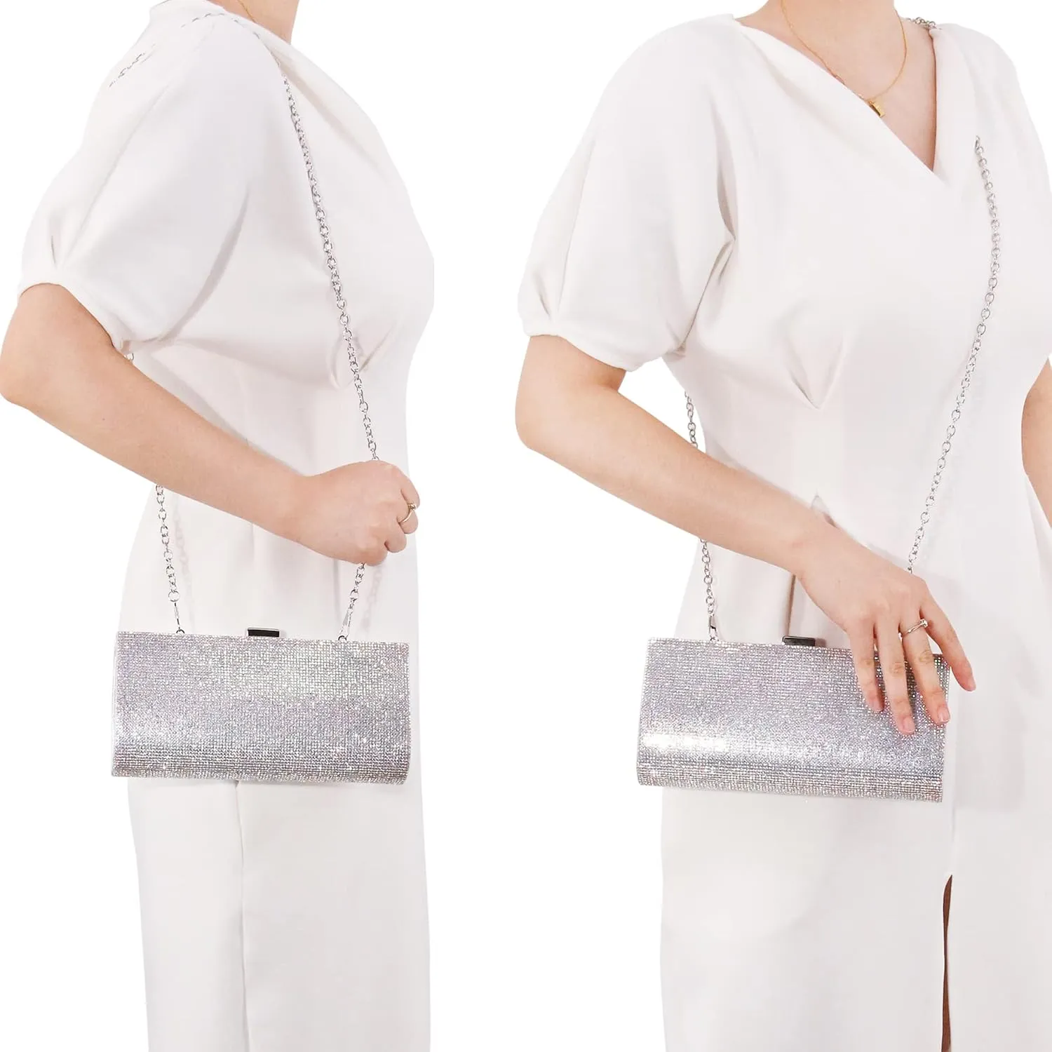Naimo Women's Sequin Rhinestone Evening Bag Elegant Glitter Clutch Handbag Purse