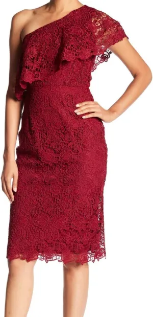 Nanette Nanette Lepore Women's One Shoulder Lace Sheath W/Flounce Neckline
