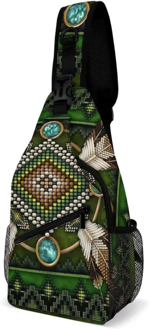 Native American Ethnic Mandala Sling Bags Men And Women Shoulder Backpack Chest Bag Cross Body Chest Sling Backpack., 38x20cm