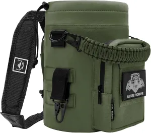 NATURE PIONEOR 32 64 128oz Tactical Water Bottle Pouch, Multi-Function Tactical Water Bottle Bag with Adjustable Shoulder Strap, Half/One Gallon Molle Strap Carrier Holder