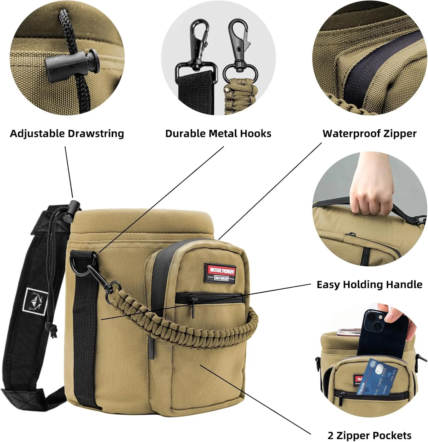 NATURE PIONEOR Insulated Water Bottle Holder with Shoulder Strap for Half/One Gallon 64oz/128OZ Sports Water Jugs Bottles, Carrier/Pouch Sleeve for Outdoor Camping, Hiking,Gym
