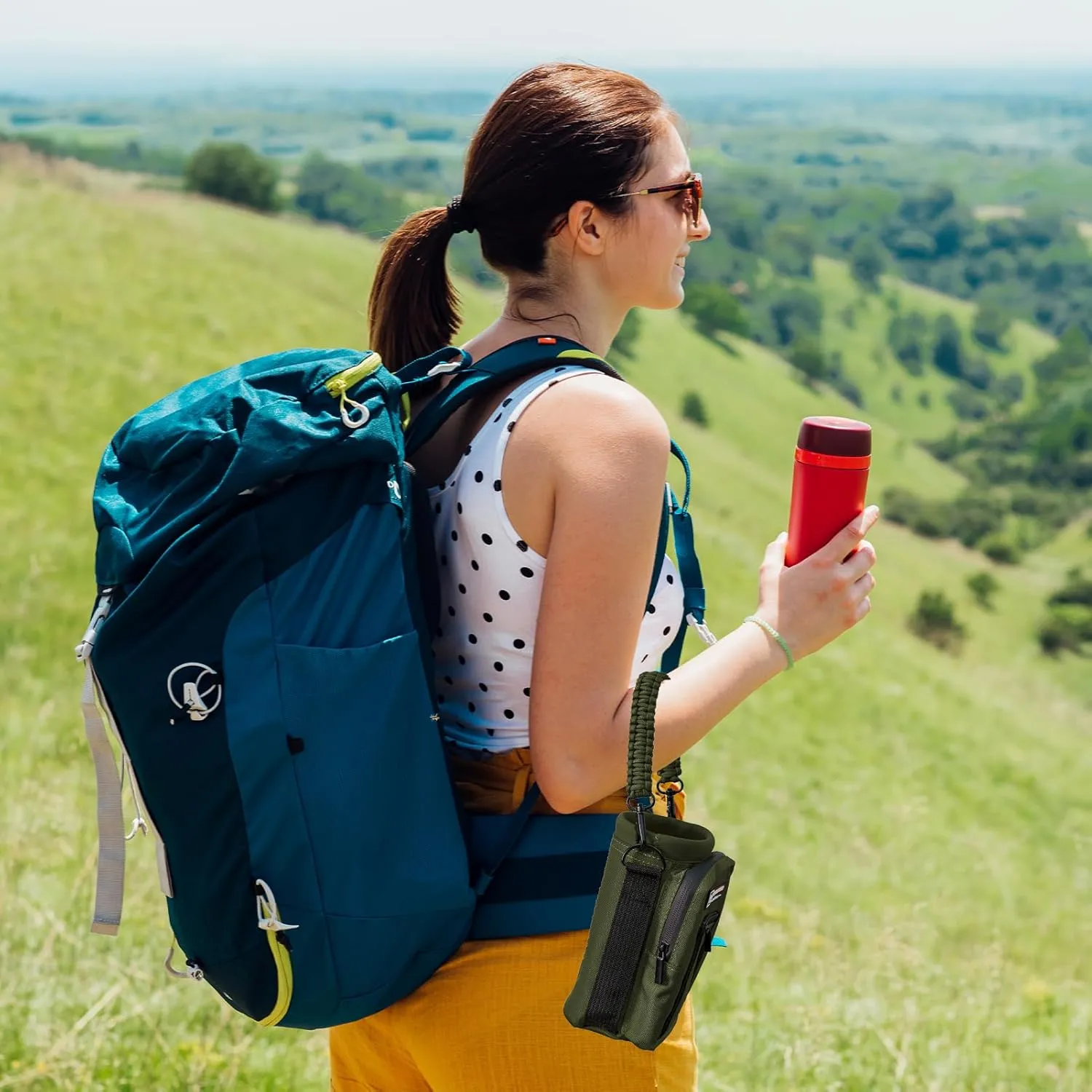 NATURE PIONEOR Water Bottle Holder with Strap 25 32 40 64 oz Insulated Water Bottle Carrier Sling Sleeve for Hiking,Outdoor Camping,Gym