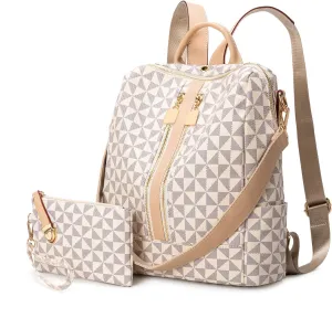 NEICOA Fashion Backpack Purse for Women Designer Convertible Travel Backpack Shoulder Bag with Wallet for Ladies 2psc
