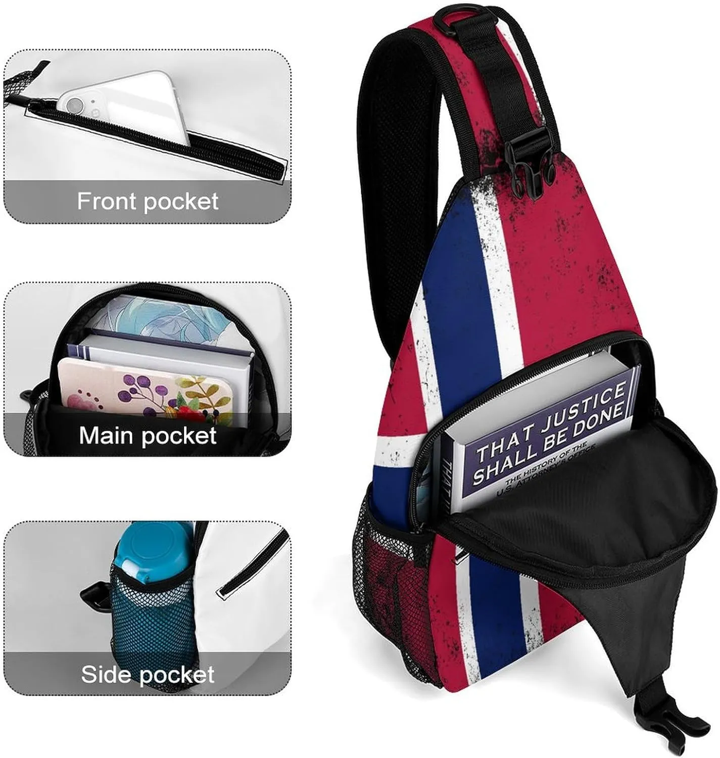 New Zealand Flag Vintage Sling Bag Crossbody Chest Bag Shoulder Bag For Travel Hiking Cycling Camping