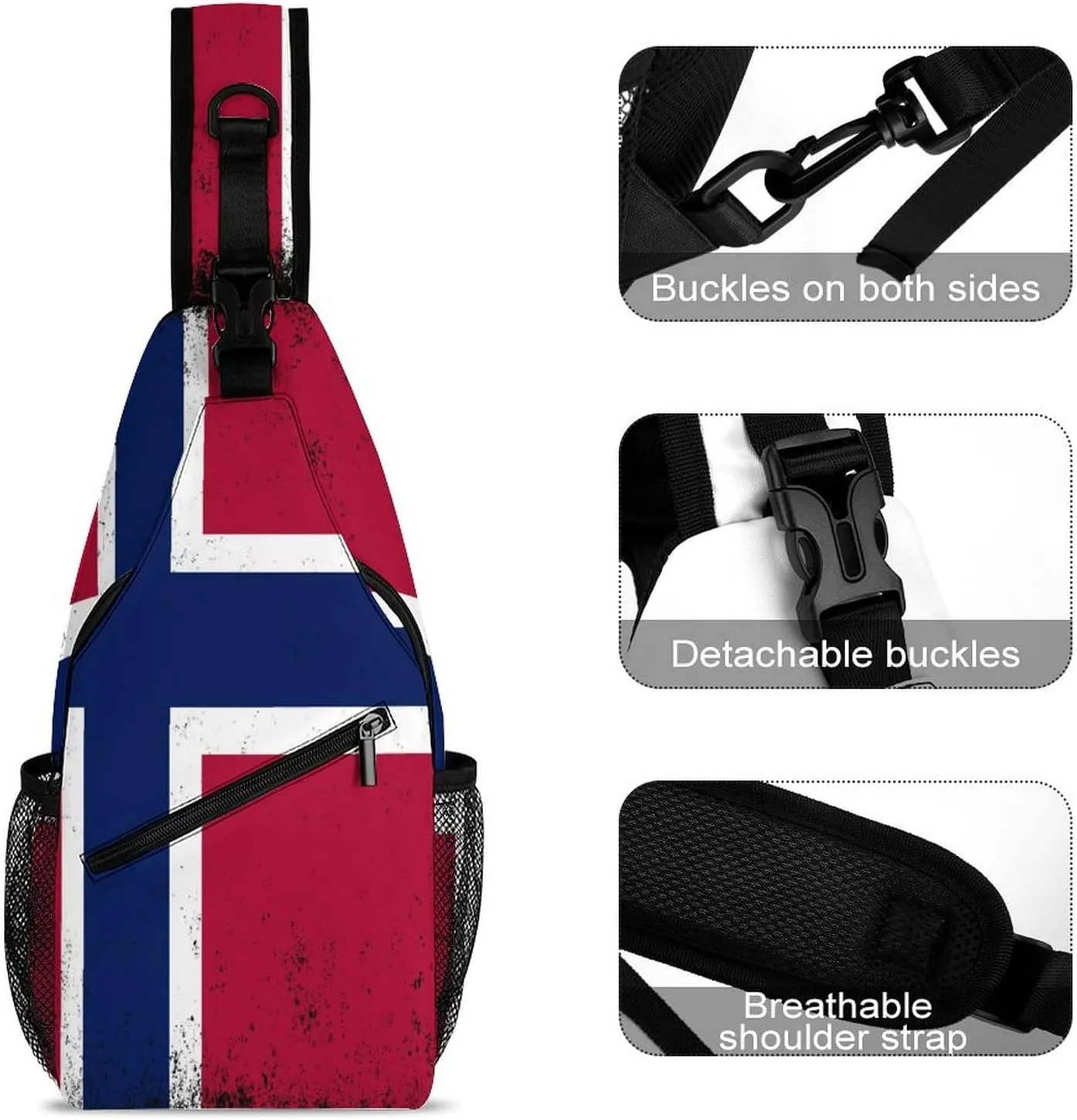 New Zealand Flag Vintage Sling Bag Crossbody Chest Bag Shoulder Bag For Travel Hiking Cycling Camping