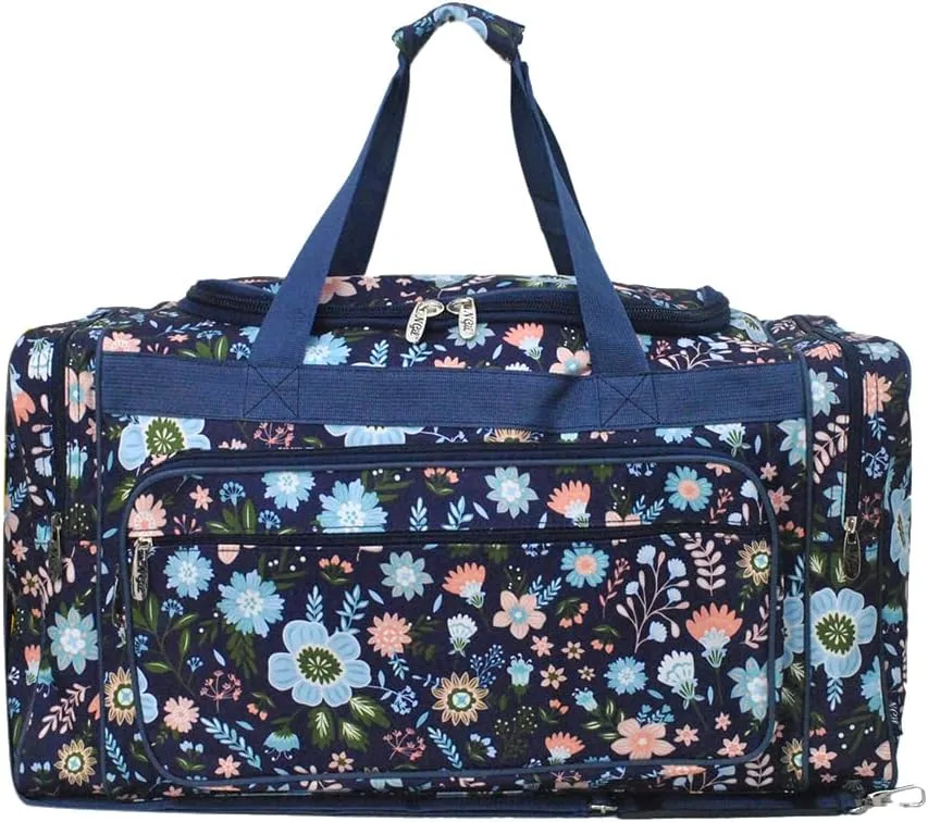 NGIL Canvas 23" inch Duffle Bag (Pastel Floral-Navy)