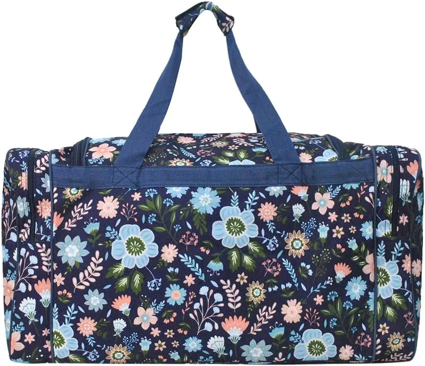 NGIL Canvas 23" inch Duffle Bag (Pastel Floral-Navy)