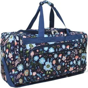 NGIL Canvas 23" inch Duffle Bag (Pastel Floral-Navy)