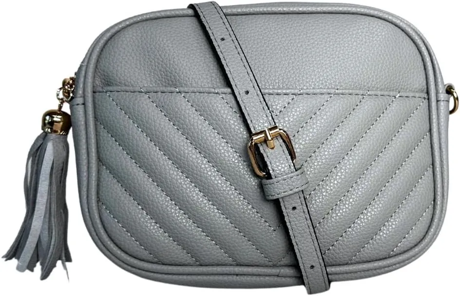 NGIL Women's Faux Leather Chevron Quilted Crossbody Bag Stylish Trendy Small Shoulder Lightweight Zippered Travel Purses