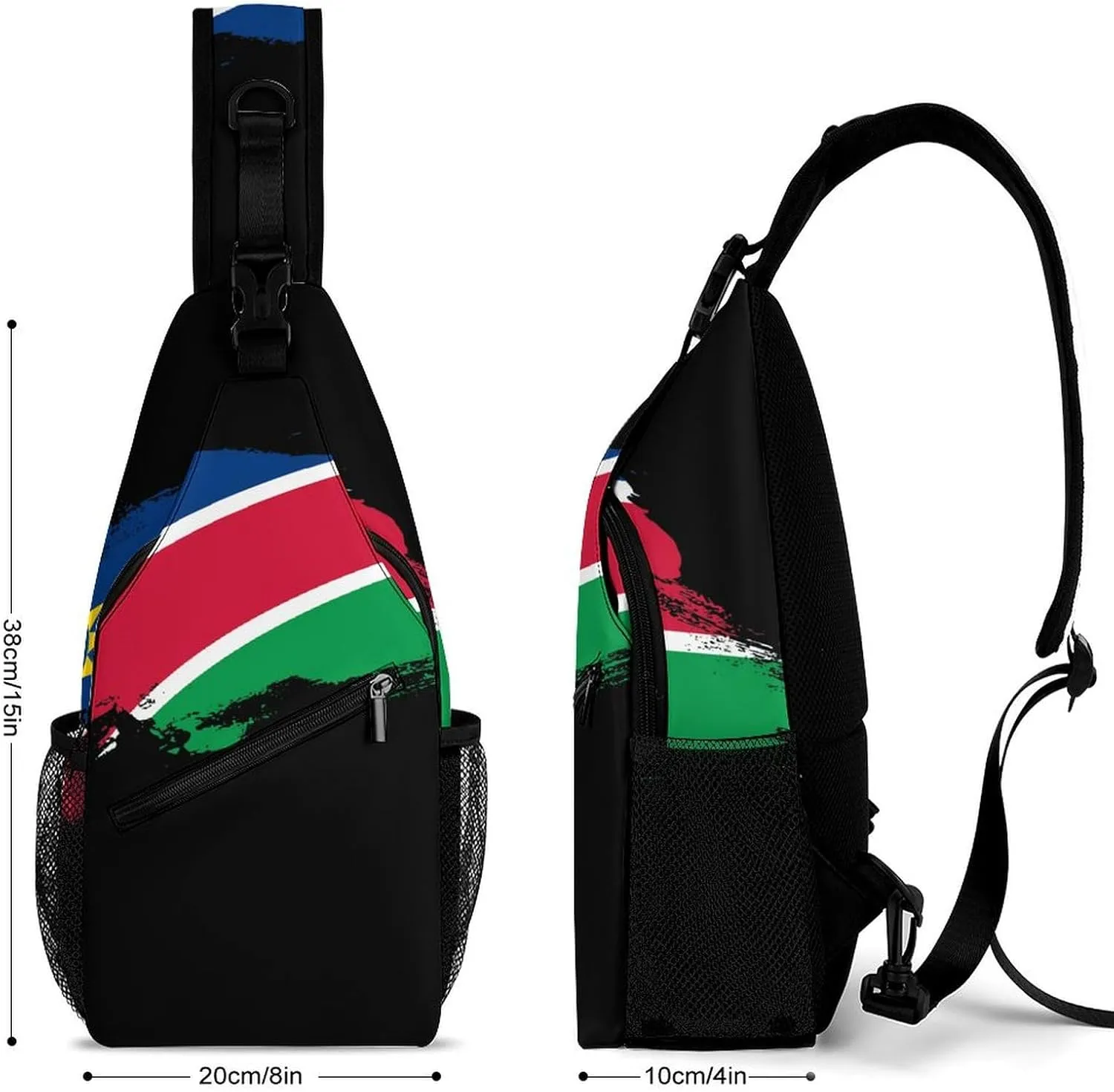 Nigeria Flag Brush Stroke Sling Bag Crossbody Chest Bag Shoulder Bag For Travel Hiking Cycling Camping
