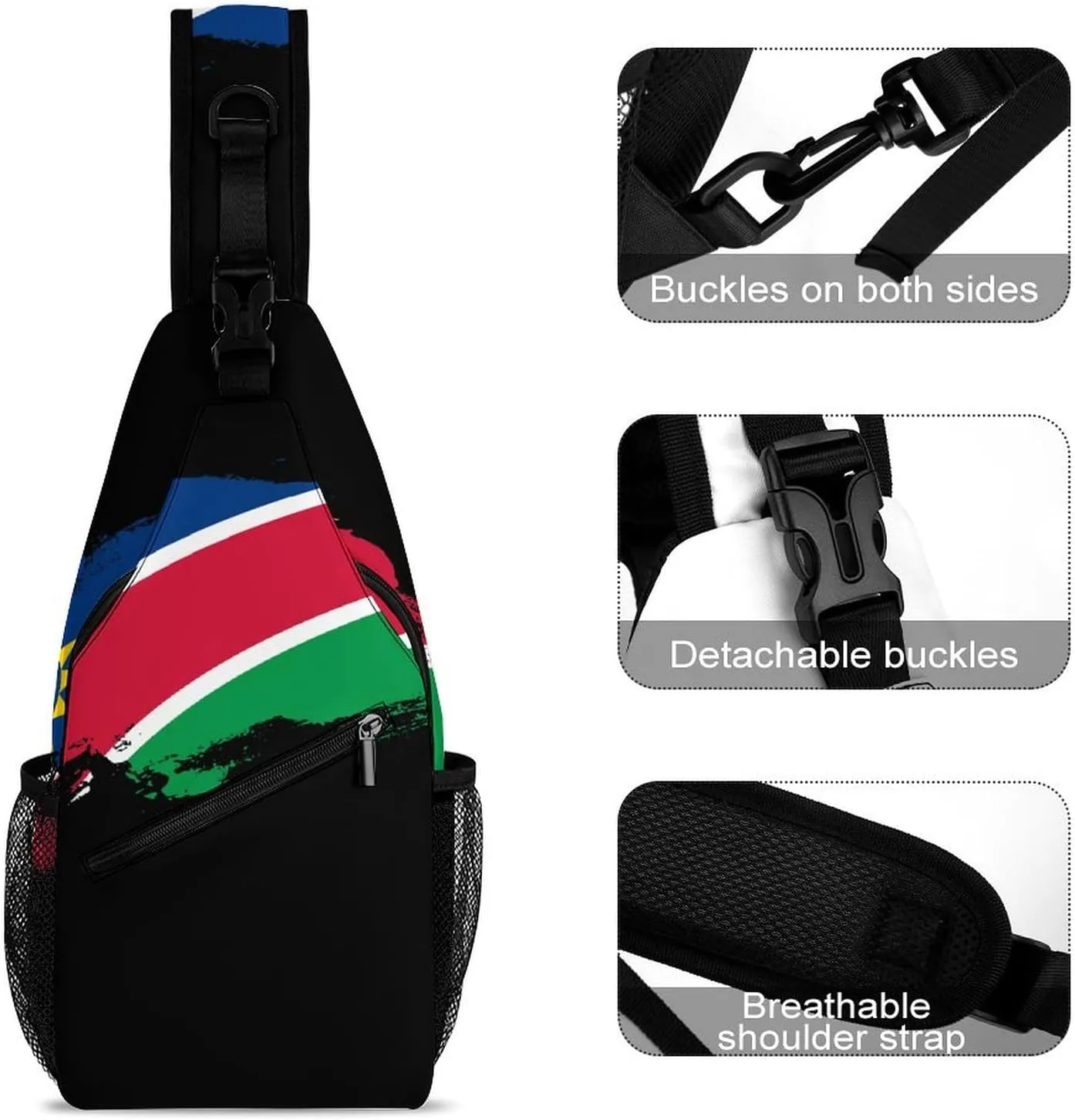 Nigeria Flag Brush Stroke Sling Bag Crossbody Chest Bag Shoulder Bag For Travel Hiking Cycling Camping
