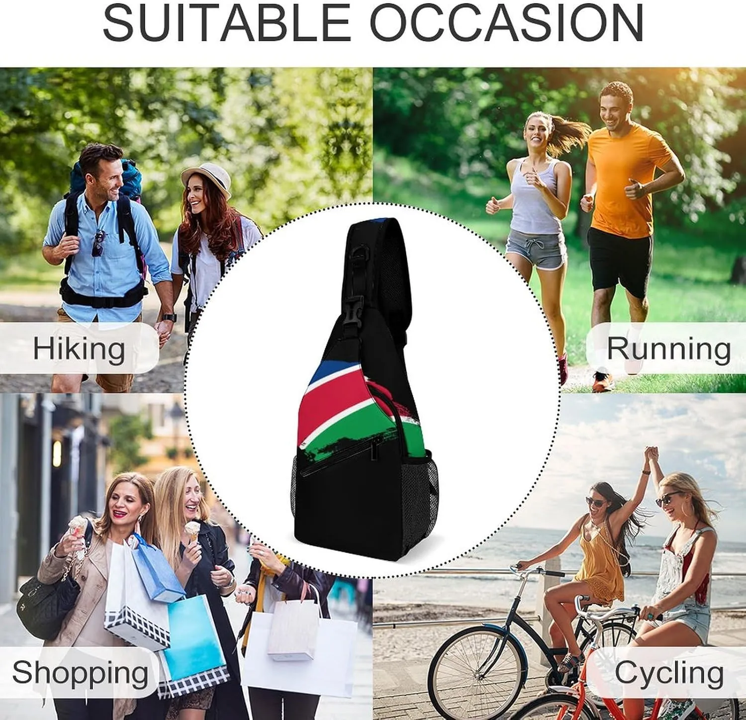 Nigeria Flag Brush Stroke Sling Bag Crossbody Chest Bag Shoulder Bag For Travel Hiking Cycling Camping