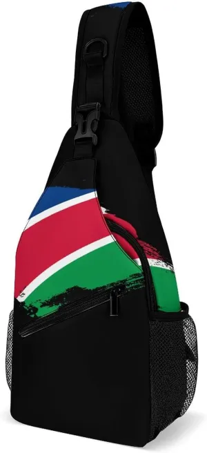 Nigeria Flag Brush Stroke Sling Bag Crossbody Chest Bag Shoulder Bag For Travel Hiking Cycling Camping