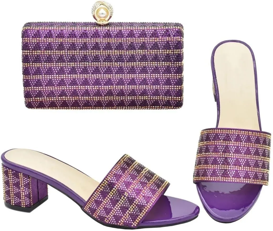 Nigerian Artisan Made Wedding Set Rhinestone Heels Clutch Combo African Italian Fusion Party Footwear