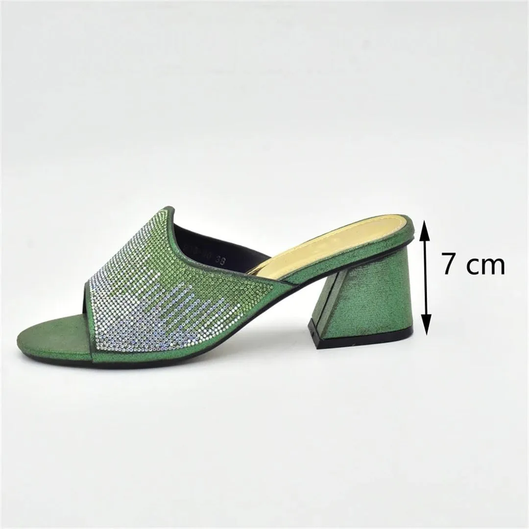Nigerian Artisan Made Wedding Set Rhinestone Heels Clutch Combo African Italian Fusion Party Footwear