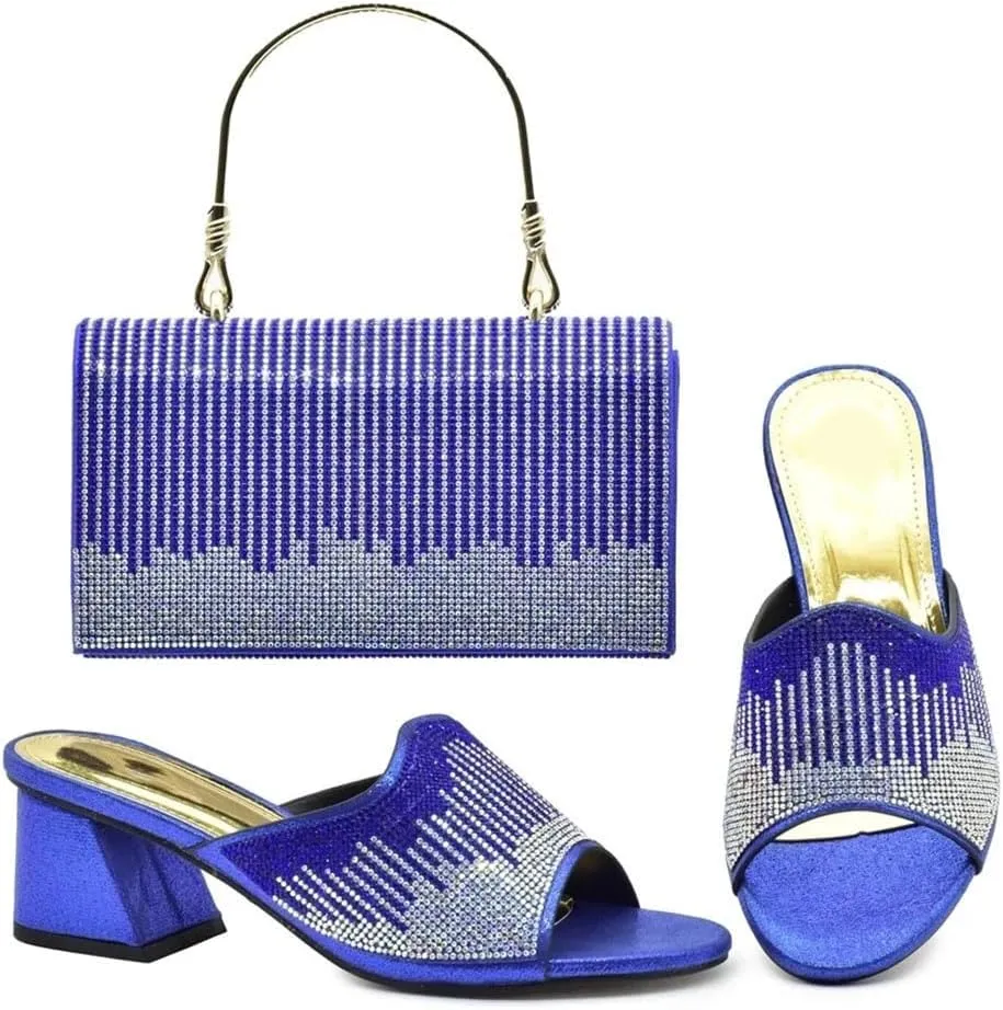 Nigerian Artisan Made Wedding Set Rhinestone Heels Clutch Combo African Italian Fusion Party Footwear