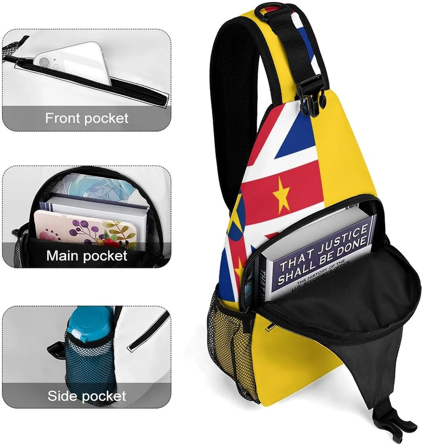 North Ossetia Flag Sling Bag Crossbody Chest Bag Shoulder Bag For Travel Hiking Cycling Camping