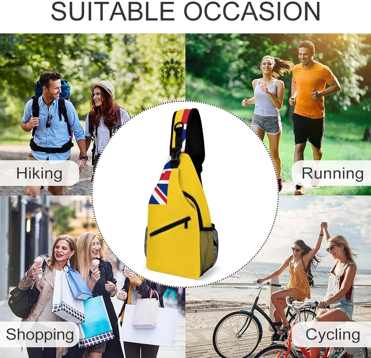 North Ossetia Flag Sling Bag Crossbody Chest Bag Shoulder Bag For Travel Hiking Cycling Camping