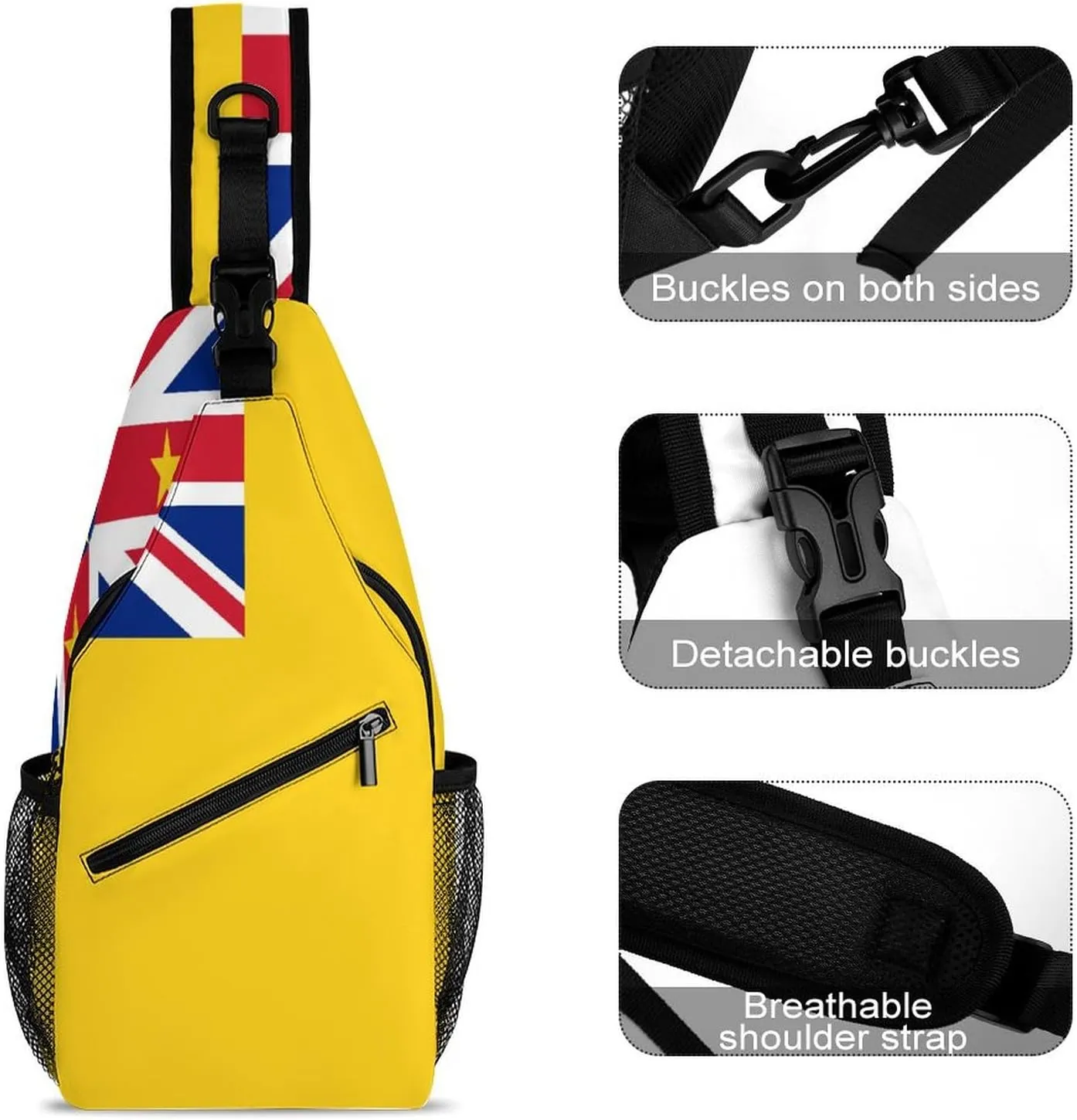 North Ossetia Flag Sling Bag Crossbody Chest Bag Shoulder Bag For Travel Hiking Cycling Camping