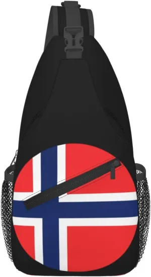 Norway Norwegian Flag Round Chest Sling Bag Crossbody Shoulder Backpack Bag Gym Cycling Daypack Travel Hiking Cross Bag