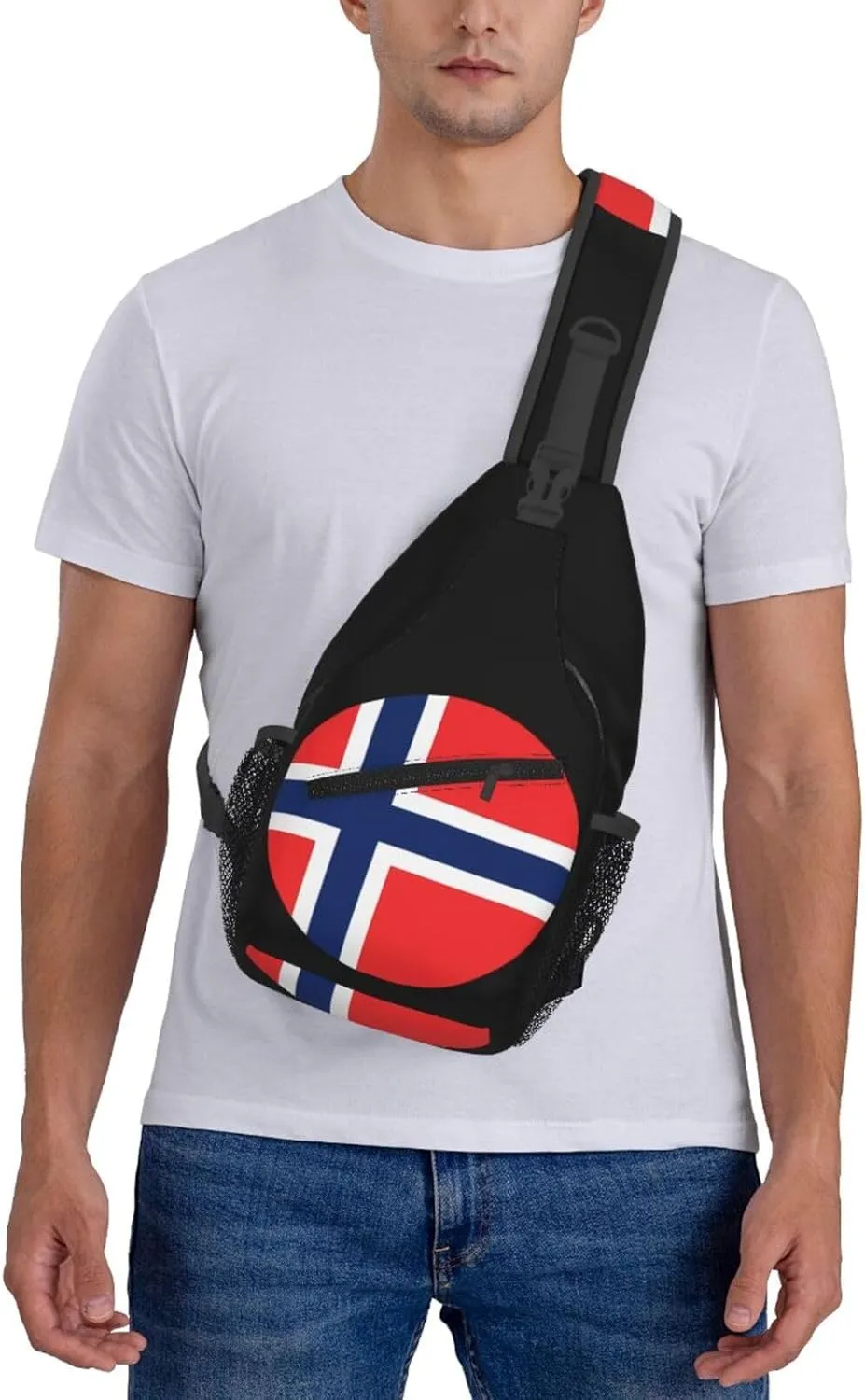 Norway Norwegian Flag Round Chest Sling Bag Crossbody Shoulder Backpack Bag Gym Cycling Daypack Travel Hiking Cross Bag