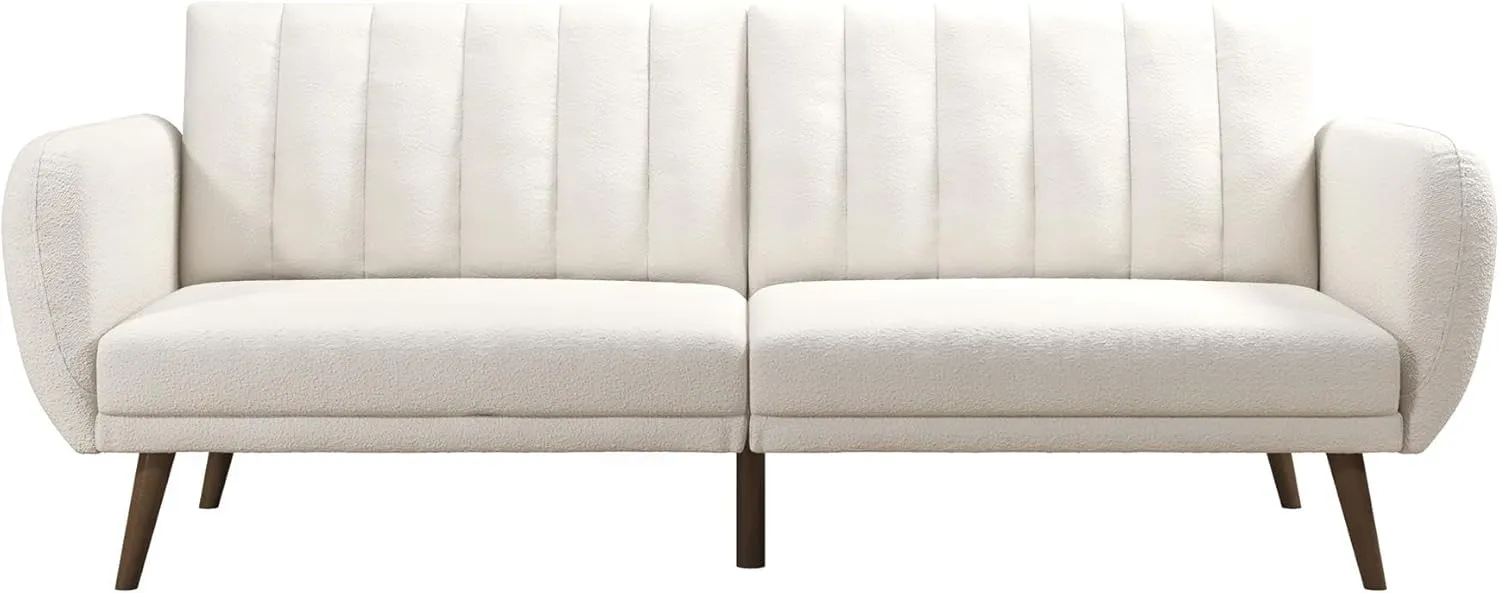 Novogratz Brittany 81.5" Futon Sofa Bed and Couch Sleeper, Ivory Boucle