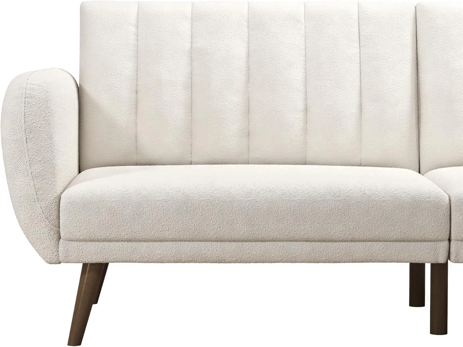Novogratz Brittany 81.5" Futon Sofa Bed and Couch Sleeper, Ivory Boucle