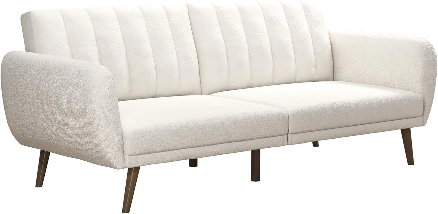 Novogratz Brittany 81.5" Futon Sofa Bed and Couch Sleeper, Ivory Boucle