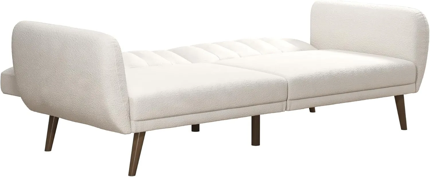 Novogratz Brittany 81.5" Futon Sofa Bed and Couch Sleeper, Ivory Boucle
