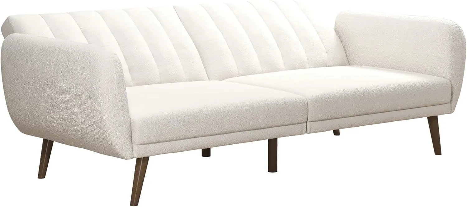 Novogratz Brittany 81.5" Futon Sofa Bed and Couch Sleeper, Ivory Boucle