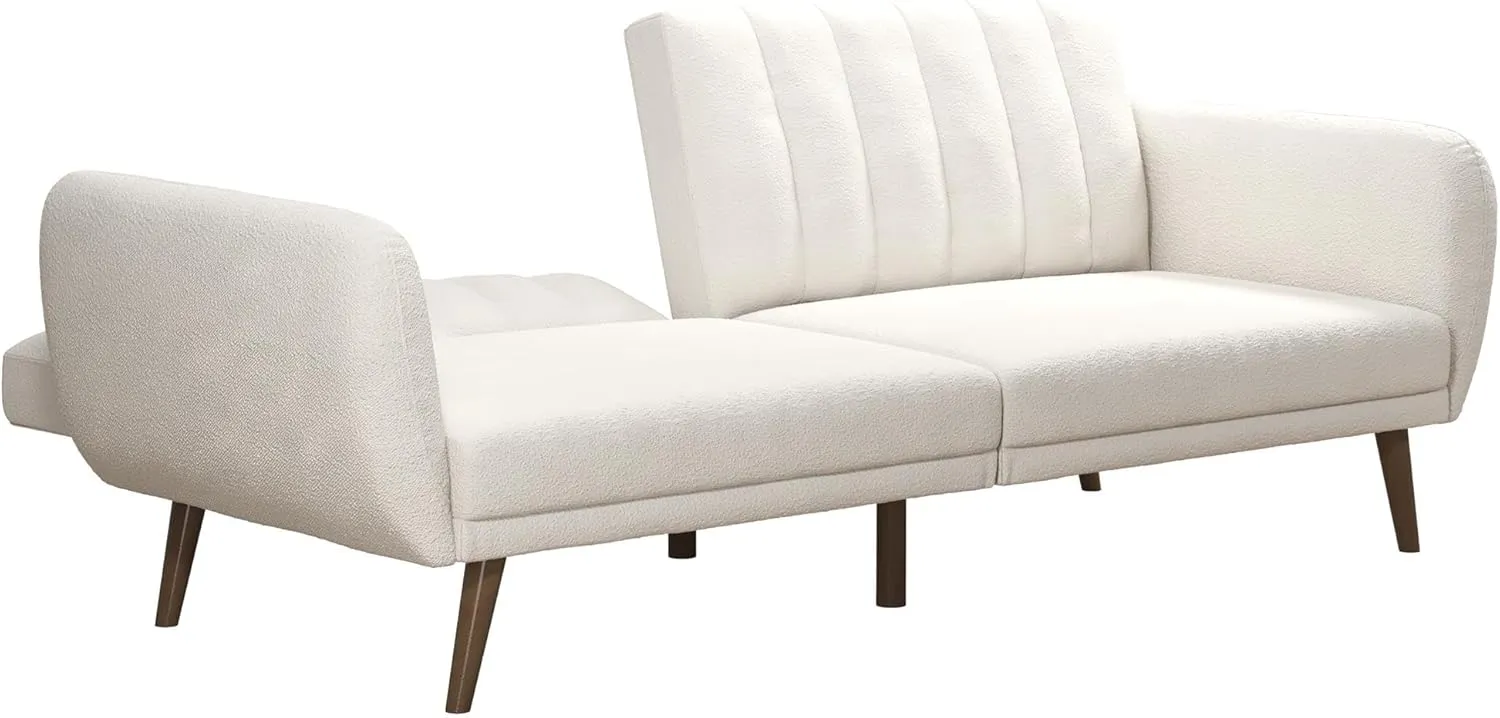 Novogratz Brittany 81.5" Futon Sofa Bed and Couch Sleeper, Ivory Boucle