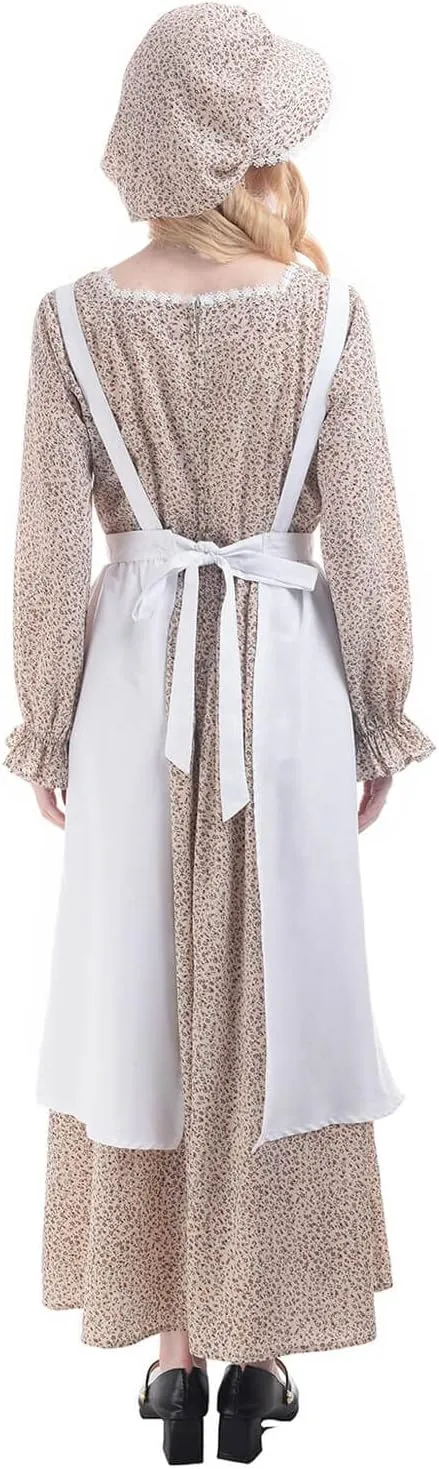 Nuoqi Women's Prairie Dress - American Colonial Pioneer Adult Historical 1800s Amish Dress